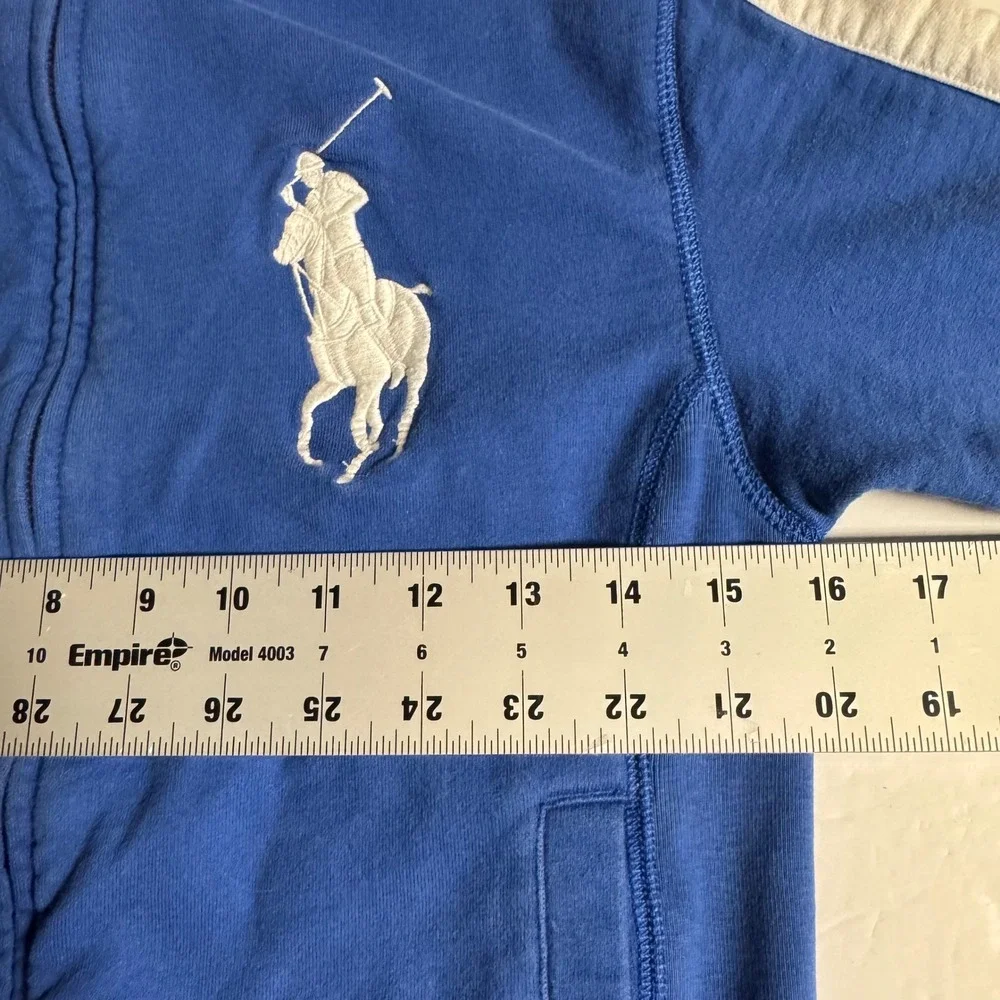 Kids Polo Ralph Lauren Blue White Big‎ Pony Track Jacket Zip Up Size M 10-12